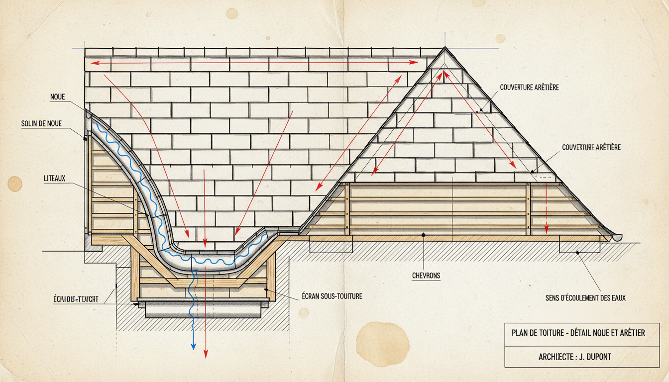 découvrez comment nos noues et arêtiers assurent une protection optimale et une finition parfaite pour renforcer les points faibles de votre couverture avec une précision chirurgicale.